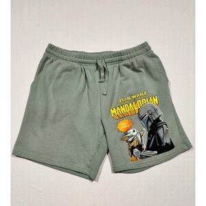 Star Wars The Mandalorian Grogu Sage Green Sweat Shorts Mens Large Hello Friend